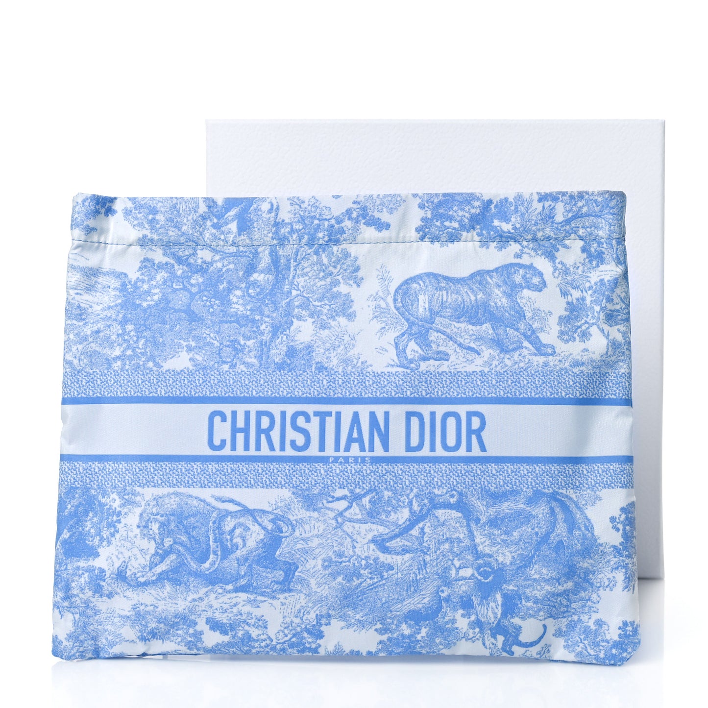 Reverse Technical Fabric Toile De Jouy Diortravel Zipped Pouch Fluorescent Blue