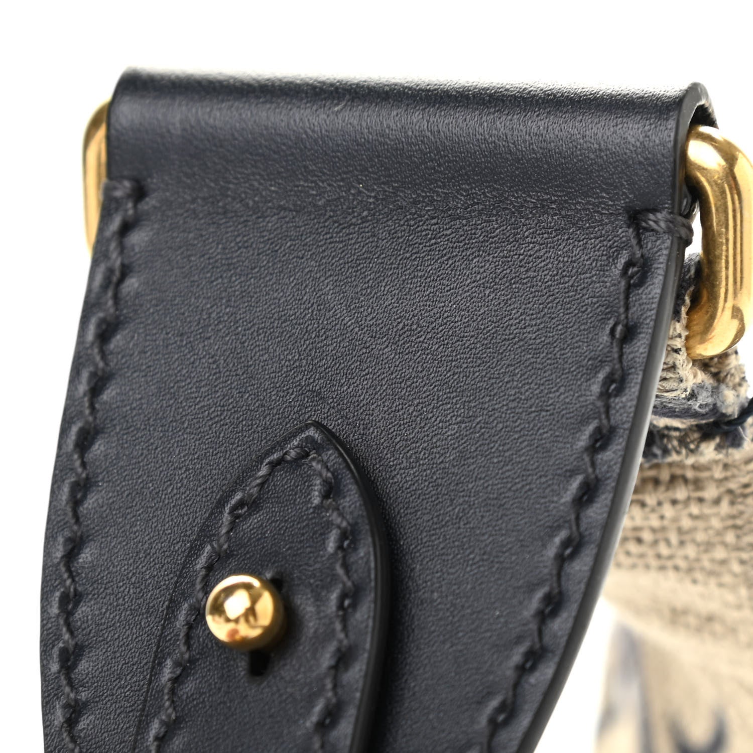 Christian Dior Oblique Studded Shoulder Strap Blue 6 of 8