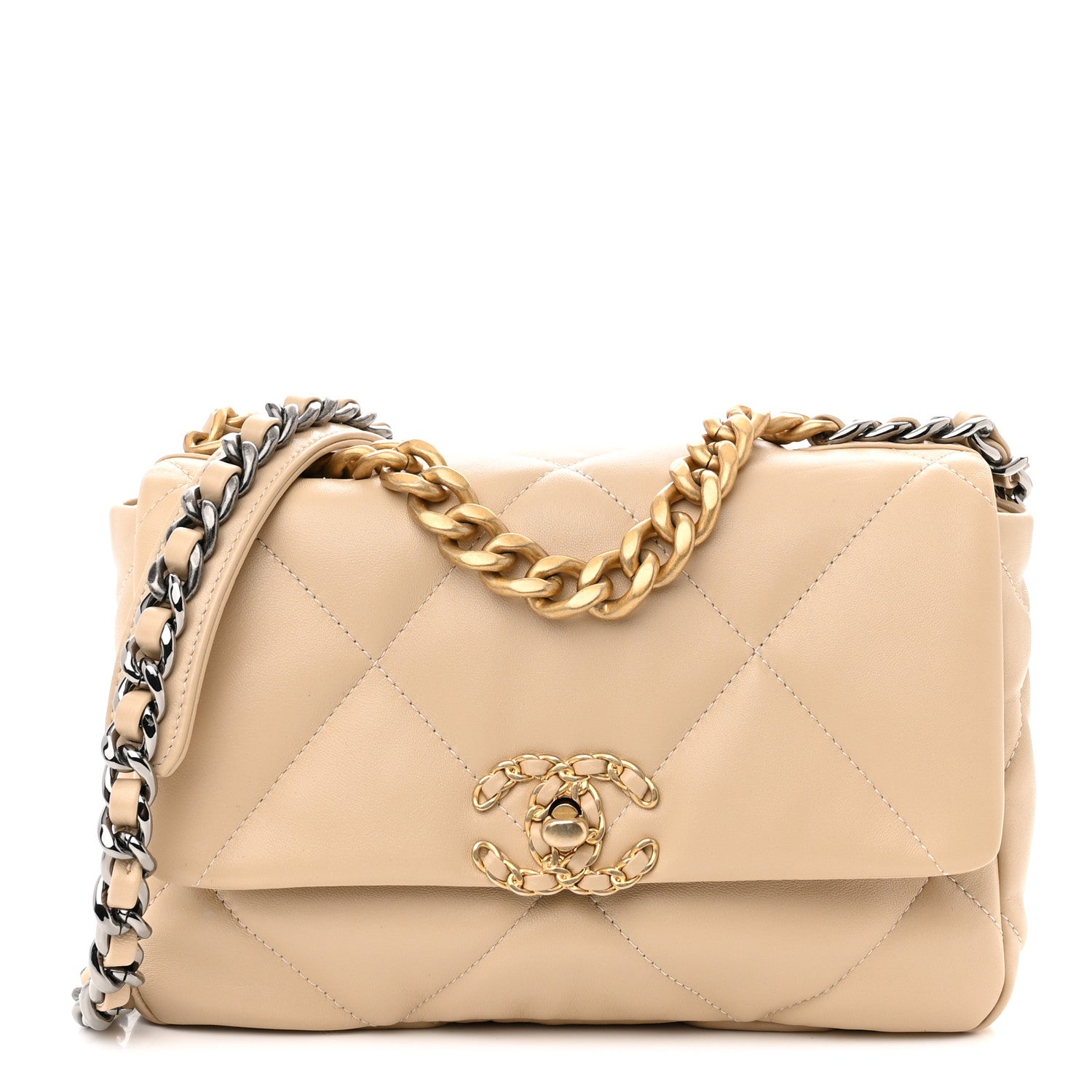 Chanel Lambskin Quilted Medium Chanel 19 Flap Beige 1 of 11