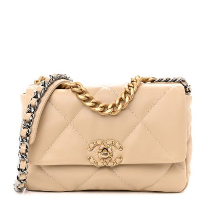 Chanel Lambskin Quilted Medium Chanel 19 Flap Beige 1 of 11