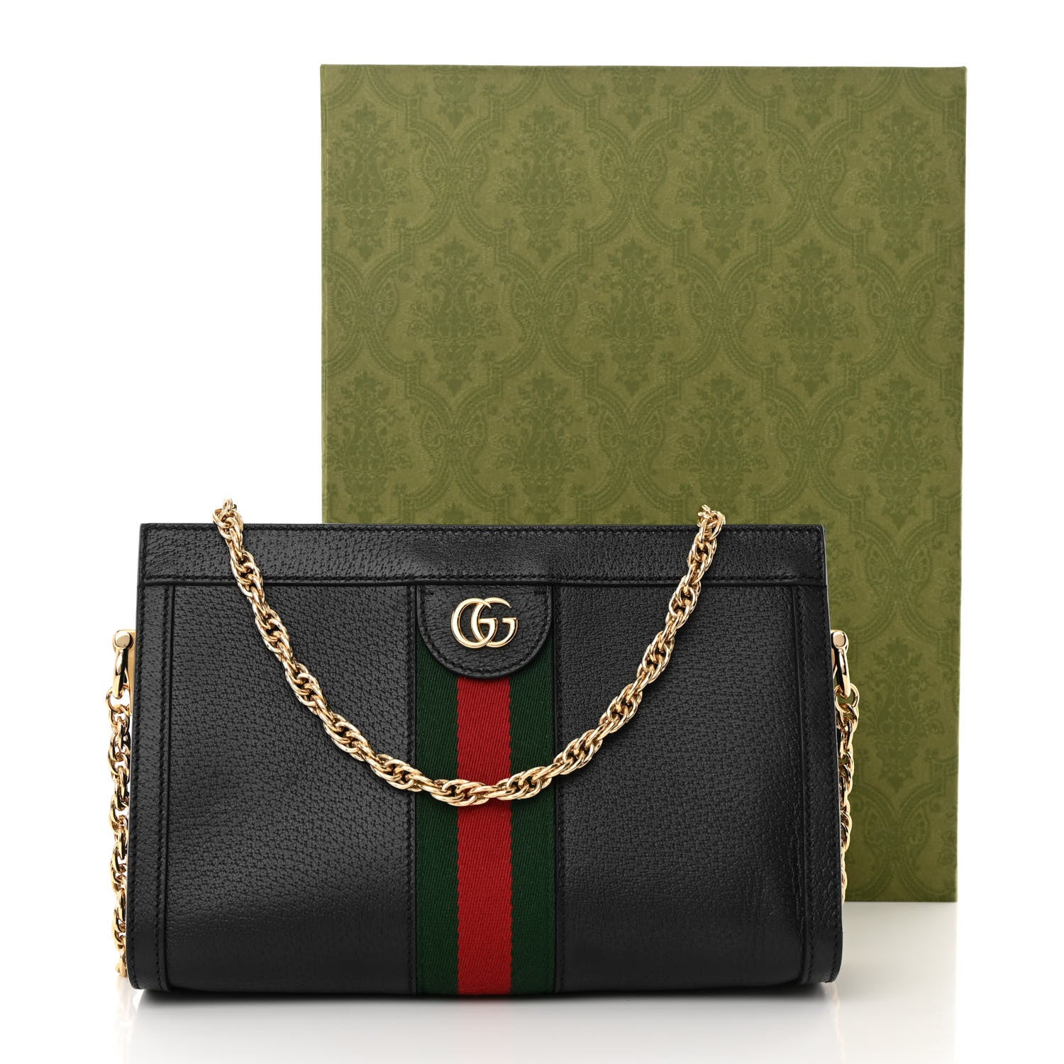 Gucci Calfskin GG Web Small Ophidia Chain Shoulder Bag Black 15 of 15
