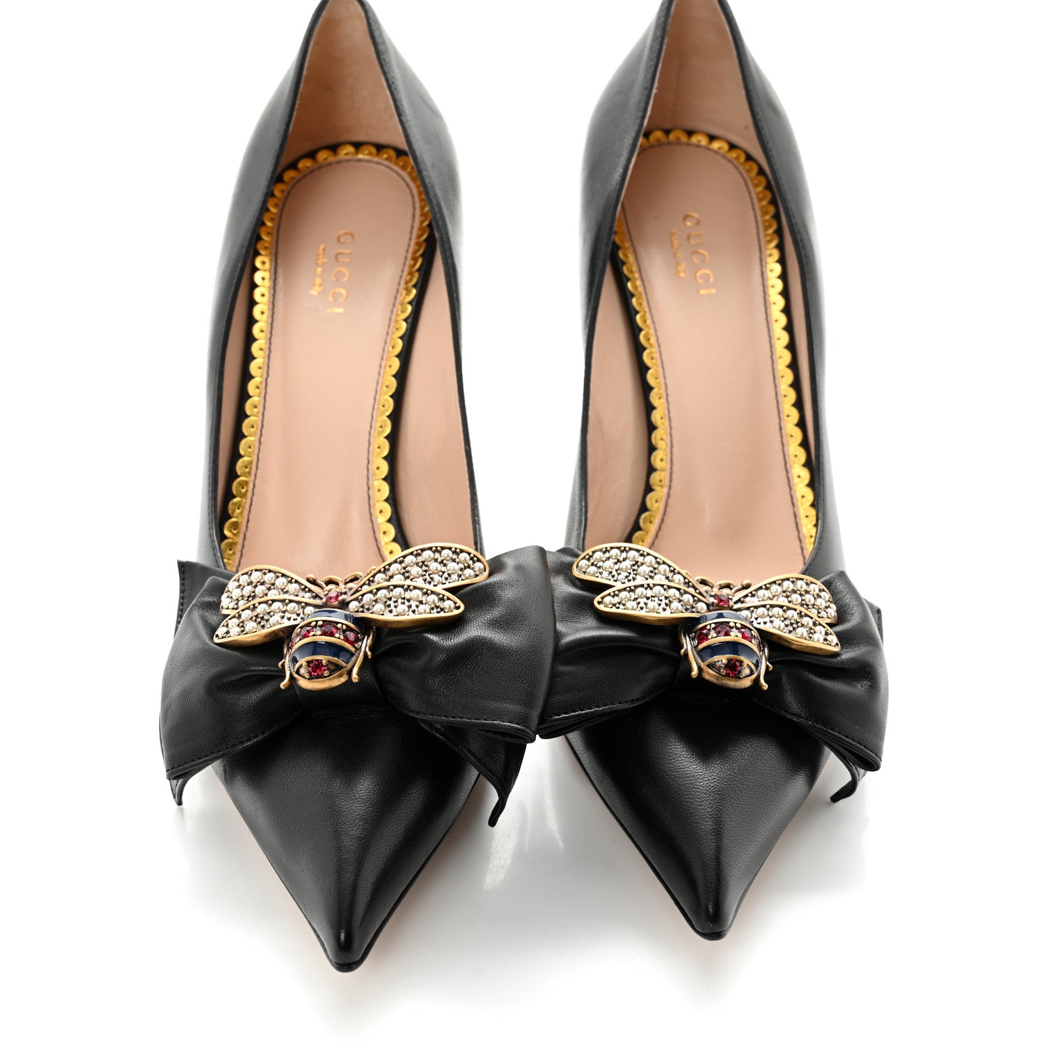 Gucci Nappa Queen Margaret Mid Heel Pumps 41 Black 6 of 9