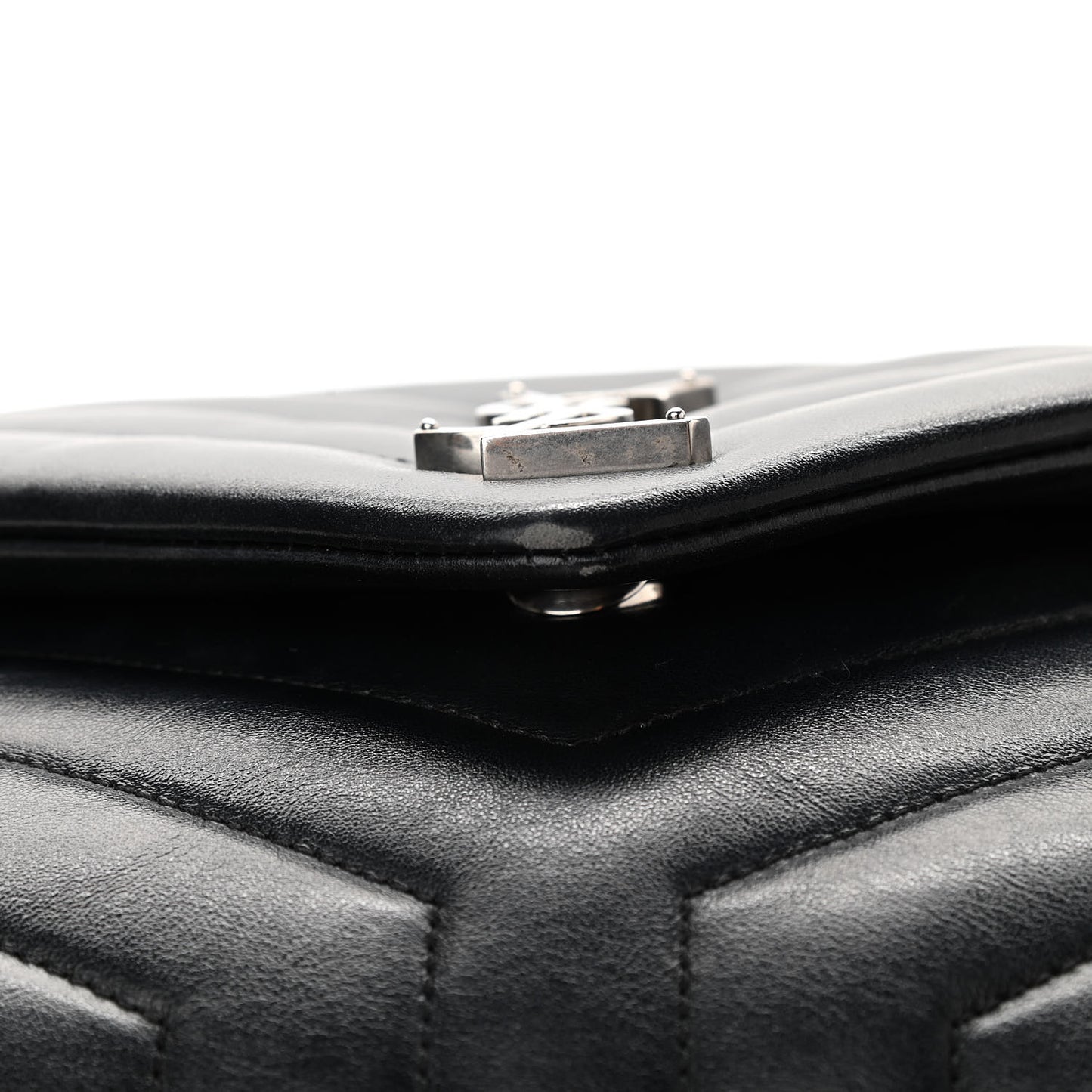 Calfskin Y Quilted Monogram Medium Loulou Chain Satchel Black