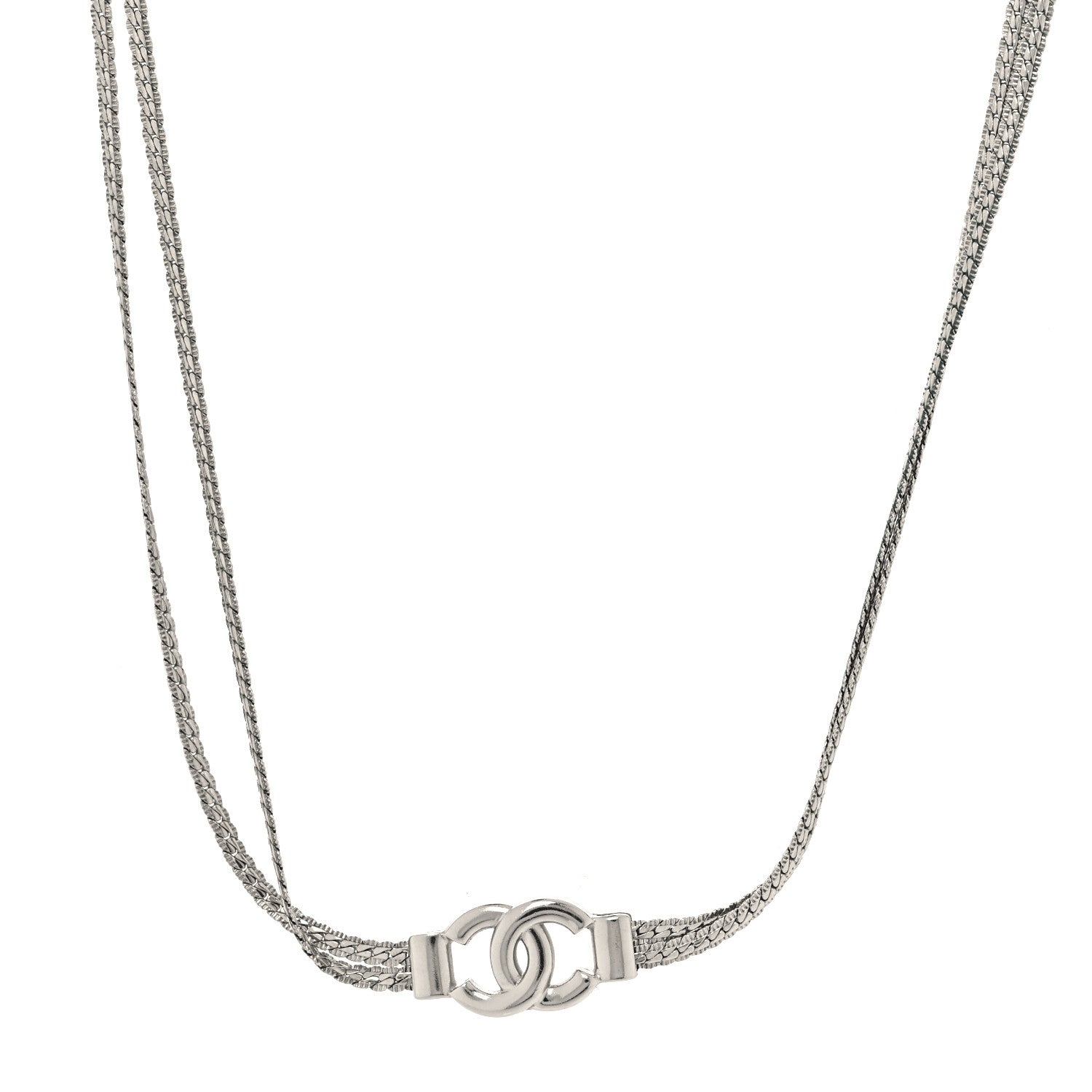 Chanel Metal Chain CC Choker Silver 1 of 5