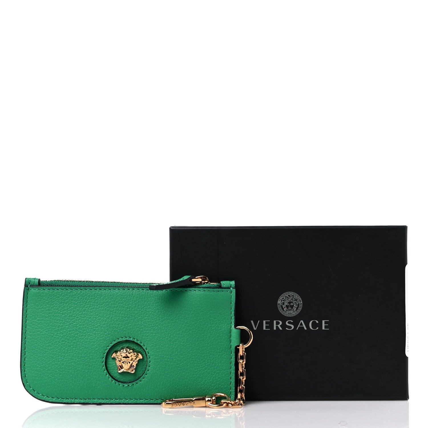 Versace Grained Calfskin Medusa Key Pouch Green 7 of 7