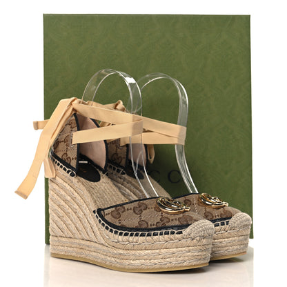 Gucci Monogram Matelasse GG Marmont Ankle Wrap Platform 35/120mm Espadrille Wedges 35.5  35.5 Beige Ebony Black Sand Storm 10 of 10