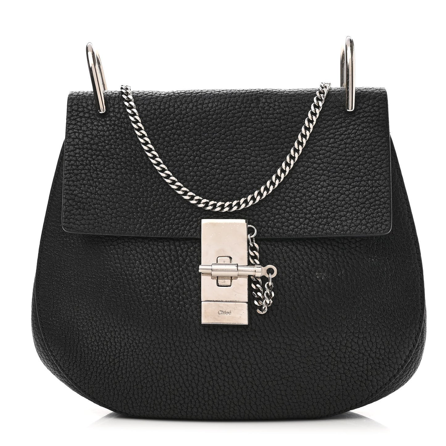 Grained Lambskin Drew Shoulder Bag Black
