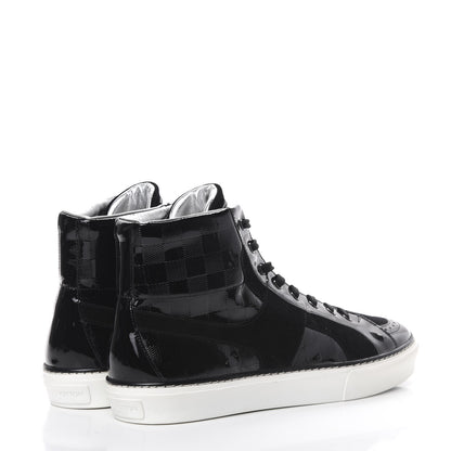 Louis Vuitton Suede Patent Calfskin Damier High Top Sneakers 8 Black 4 of 7