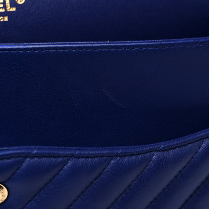 Chanel Lambskin Chevron Quilted Jumbo Double Flap Navy Blue 13 of 15