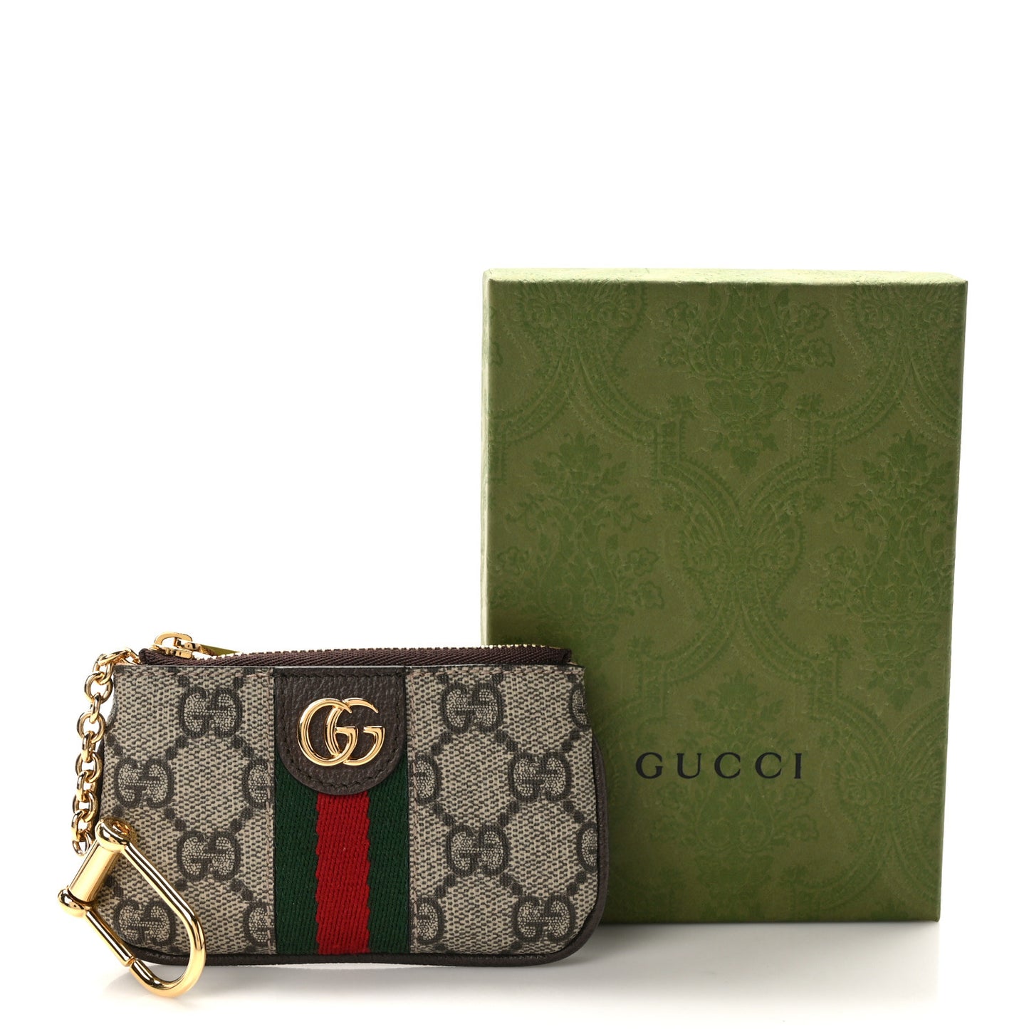 GG Supreme Monogram Web Ophidia Key Case Beige New Acero