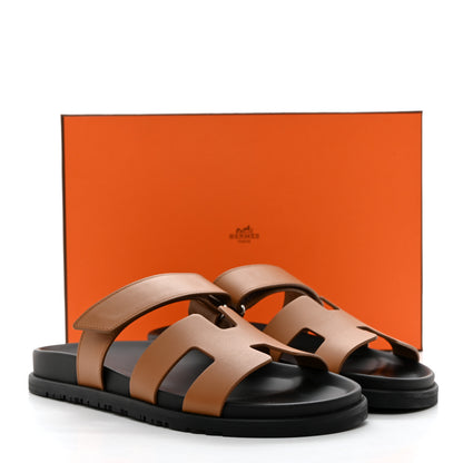 Hermes Calfskin Womens Chypre Sandals 40 Gold 9 of 9