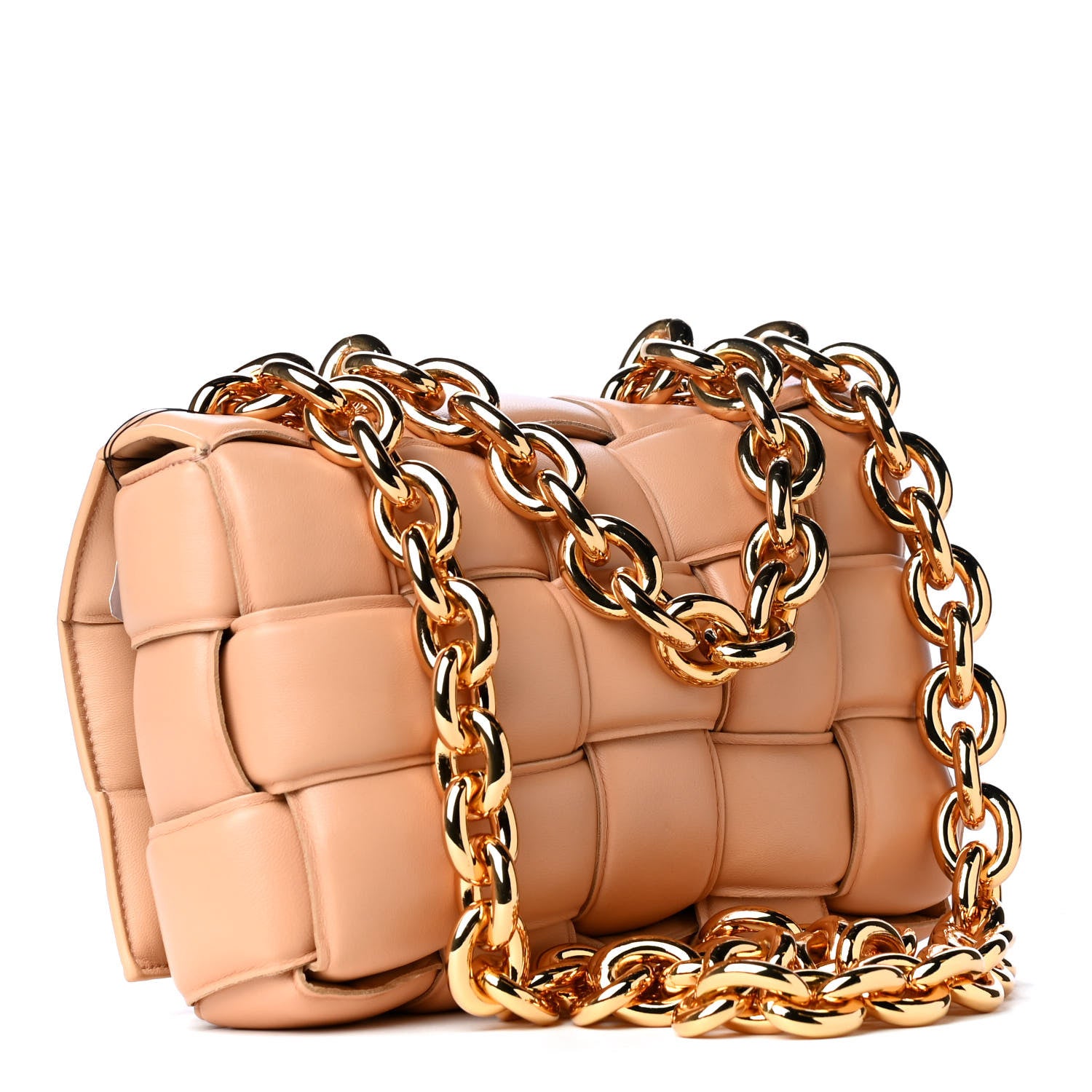 Bottega Veneta Lambskin Maxi Intreccio Padded Chain Cassette Crossbody Bag Almond 2 of 4