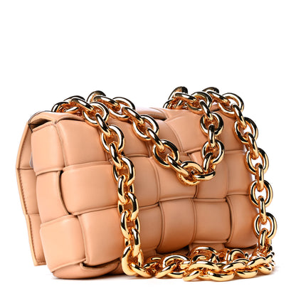 Bottega Veneta Lambskin Maxi Intreccio Padded Chain Cassette Crossbody Bag Almond 2 of 4