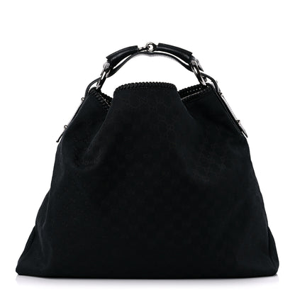 Gucci Monogram Large Horsebit Chain Hobo Black 1 of 16