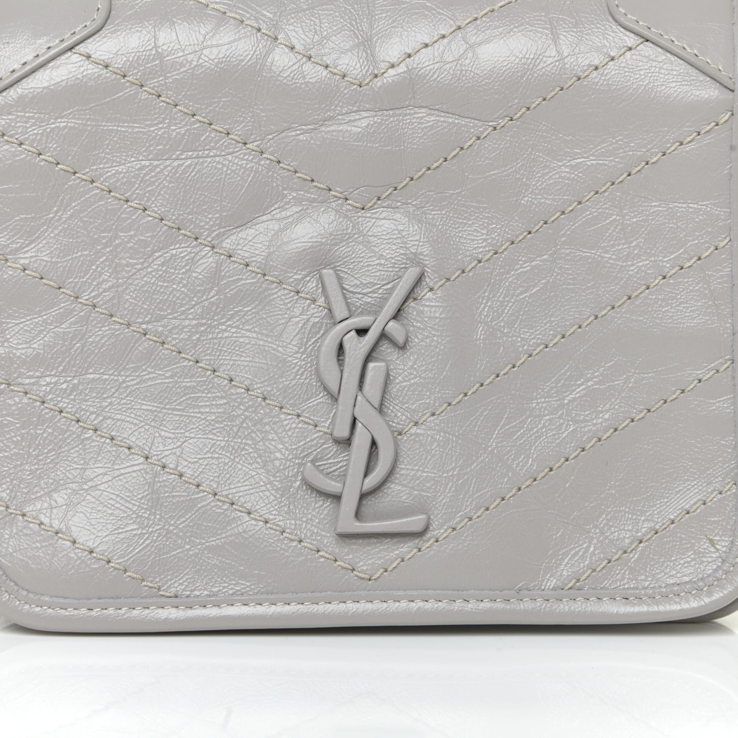Crinkled Calfskin Matelasse Monogram Niki Chain Wallet Granite