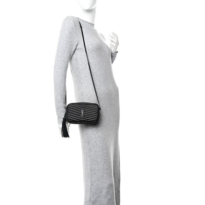 Saint Laurent Grain De Poudre Matelasse Monochrome Monogram Mini Lou Camera Bag Black 2 of 10