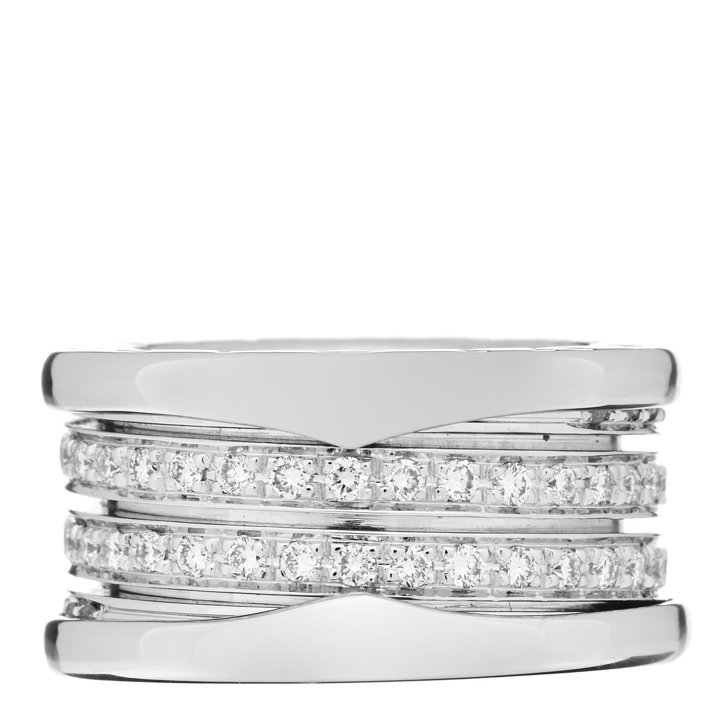 18K White Gold Diamond B.Zero1 Four-Band Full Pave Ring 46 3.75