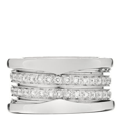 Bulgari 18K White Gold Diamond B.Zero1 Four-Band Full Pave Ring 46 3.75 1 of 3