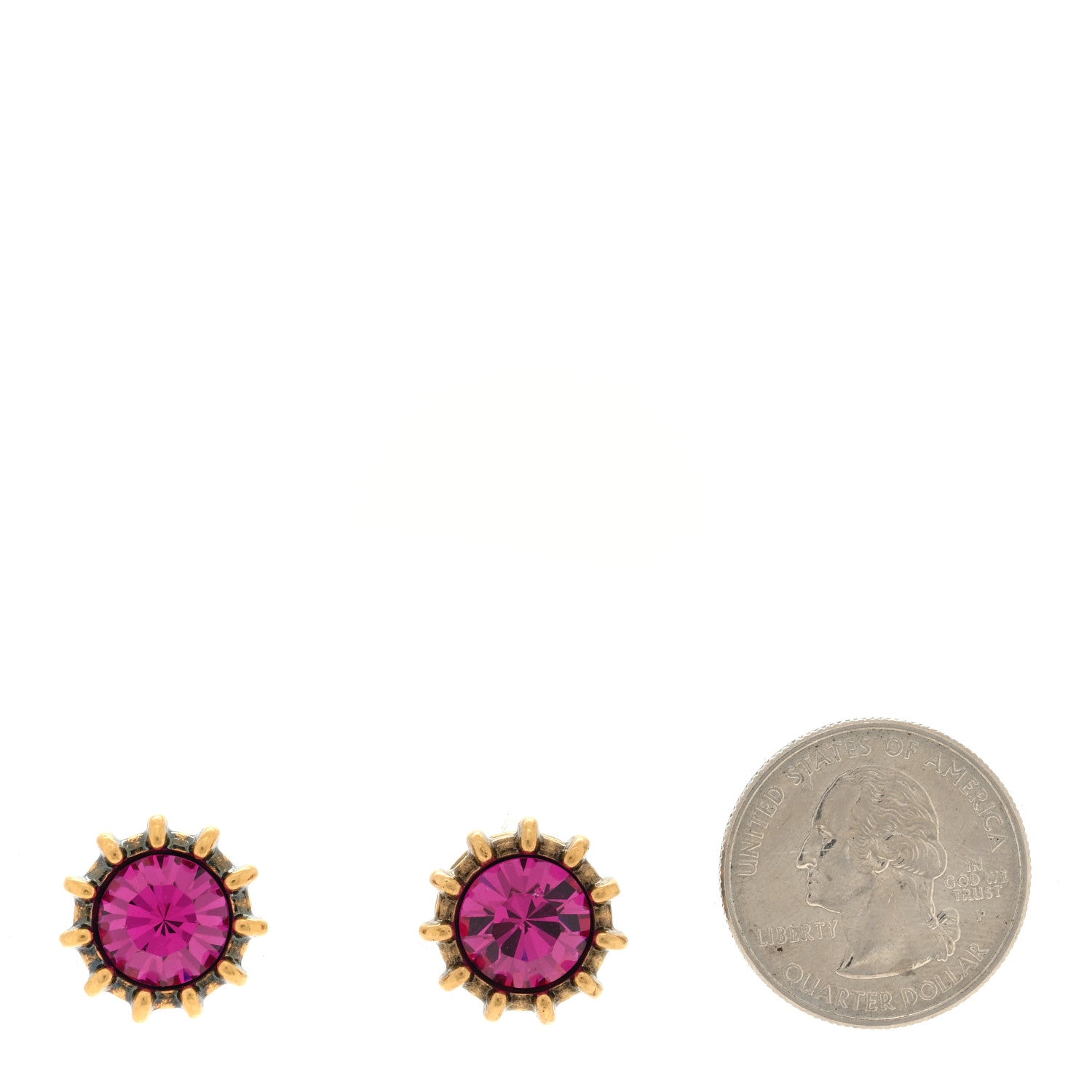 Gucci Crystal Stud Earrings Aged Gold Pink 2 of 4