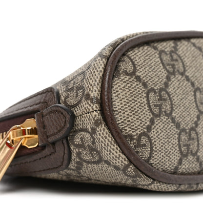 Gucci GG Supreme Monogram Textured Calfskin Web Medium Ophidia Cosmetic Case Beige Ebony New Acero 8 of 10