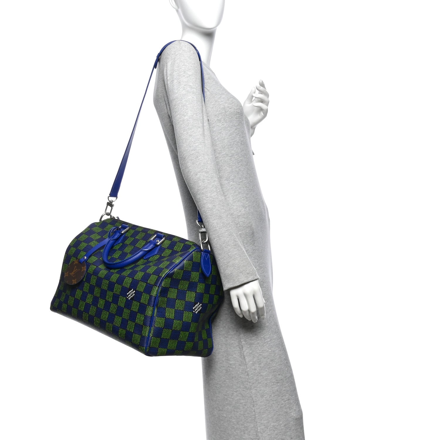 Louis Vuitton Damier Heritage Speedy Bandouliere 40 Blue Green 2 of 9