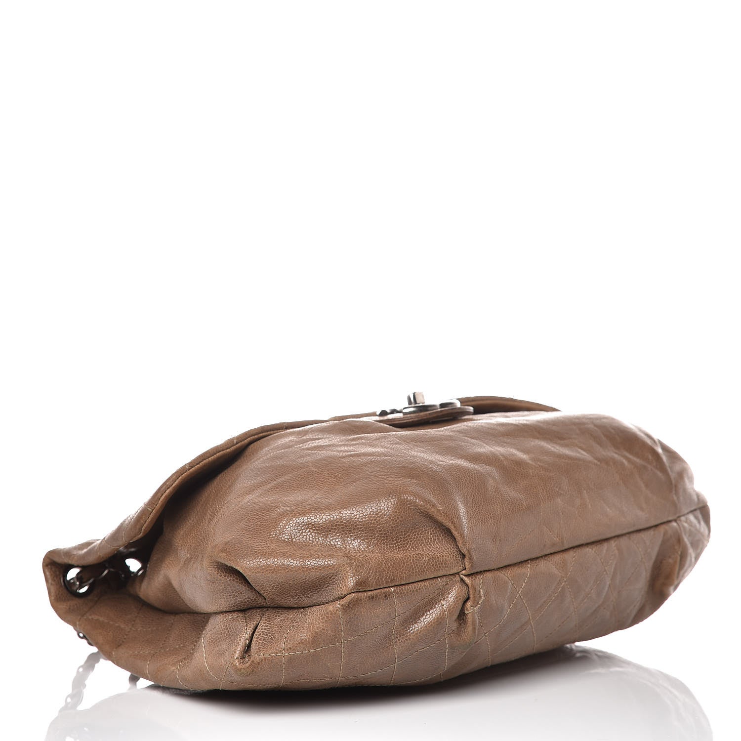 Chanel Grained Calfskin Quilted Maxi Elastic Flap Taupe 4 of 14
