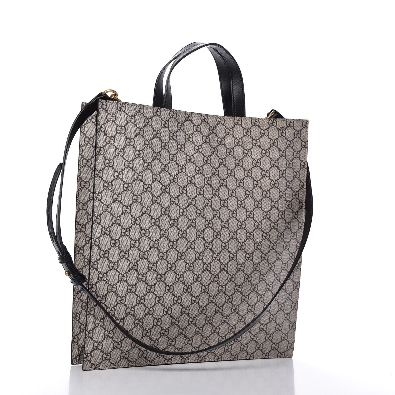 Gucci Soft GG Supreme Monogram Kingsnake Vertical Tote Black 3 of 10