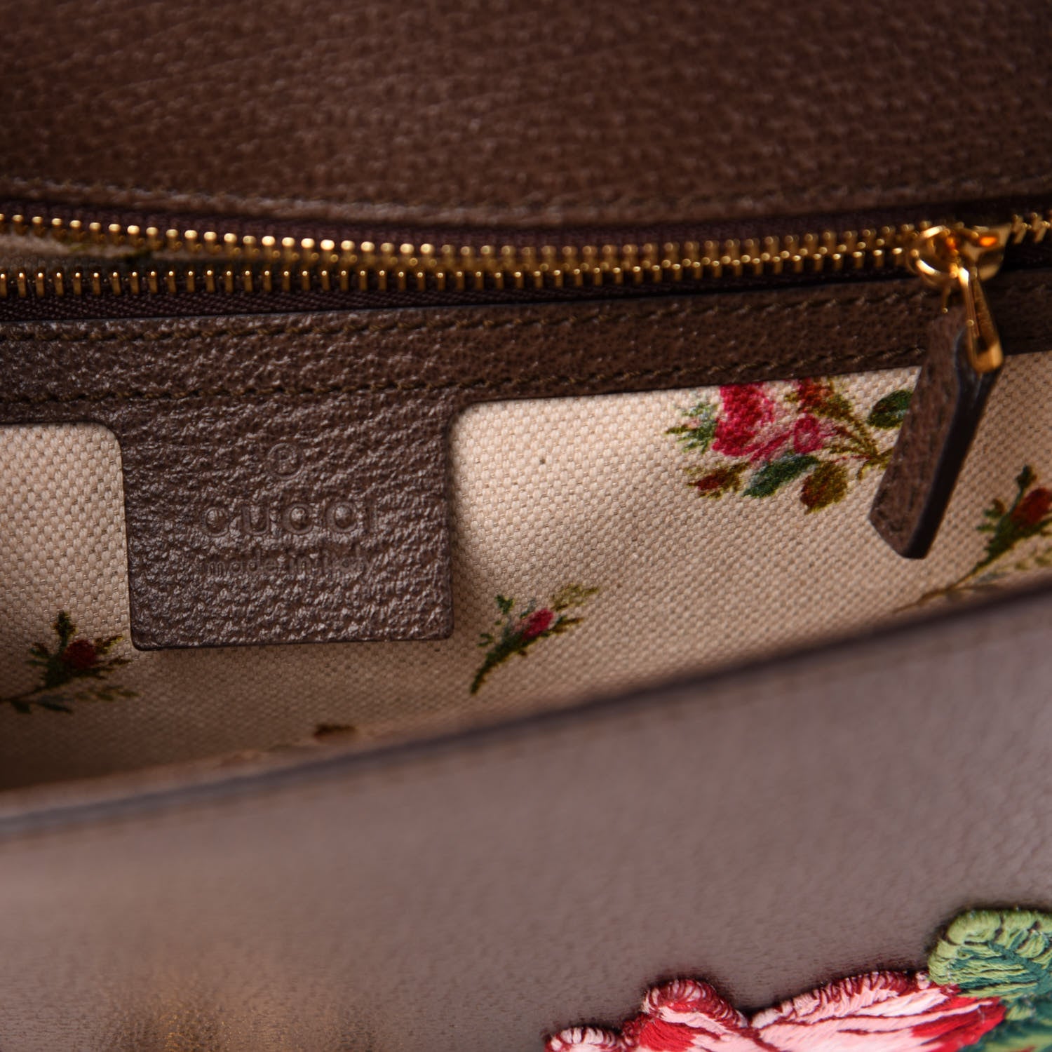 Gucci Calfskin Embroidered Sylvie Belt Bag 85 34 Brown 6 of 11