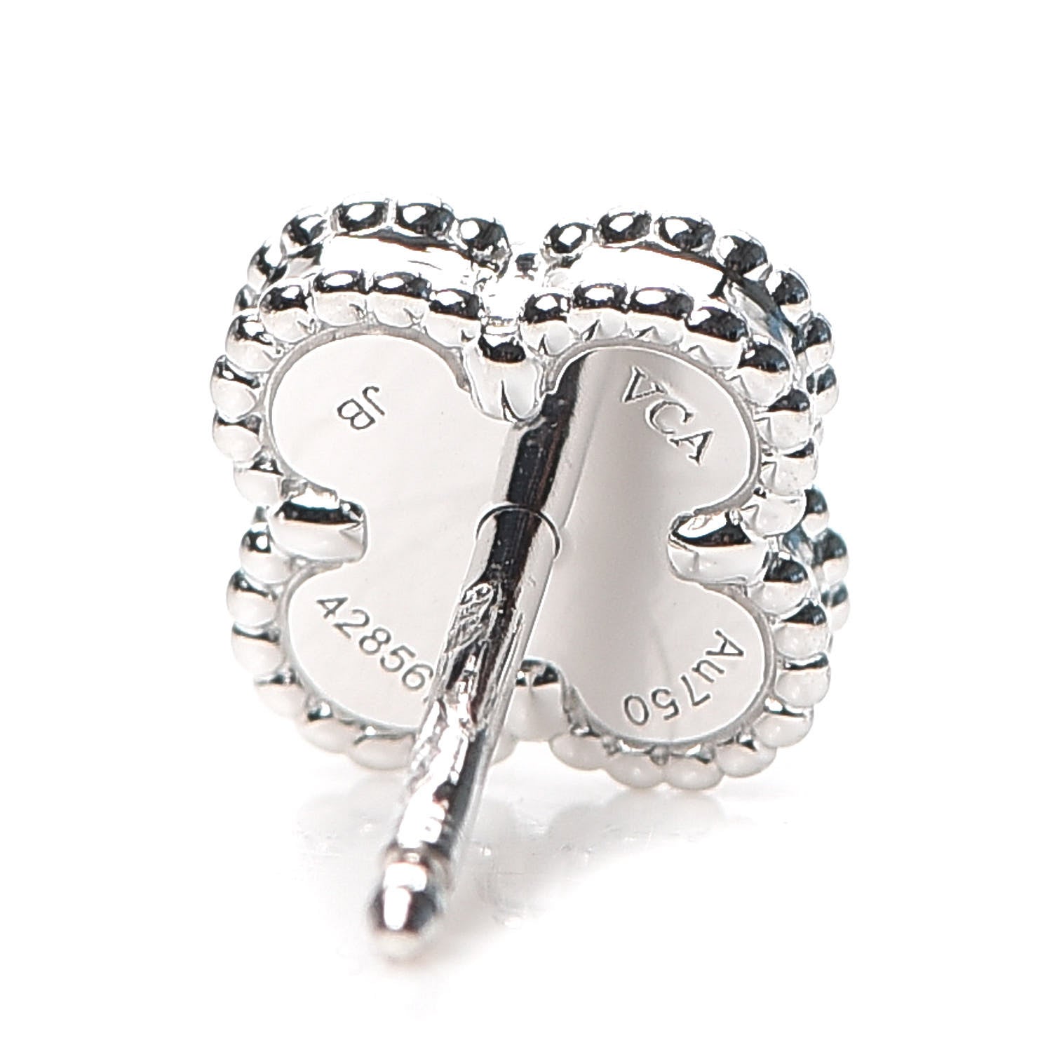 Van Cleef & Arpels 18K White Gold Mother of Pearl Sweet Alhambra Earrings 4 of 5