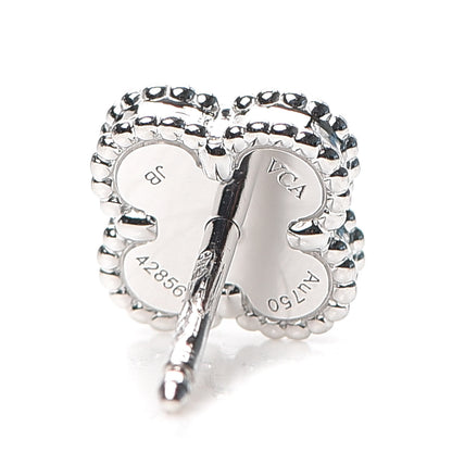 Van Cleef & Arpels 18K White Gold Mother of Pearl Sweet Alhambra Earrings 4 of 5
