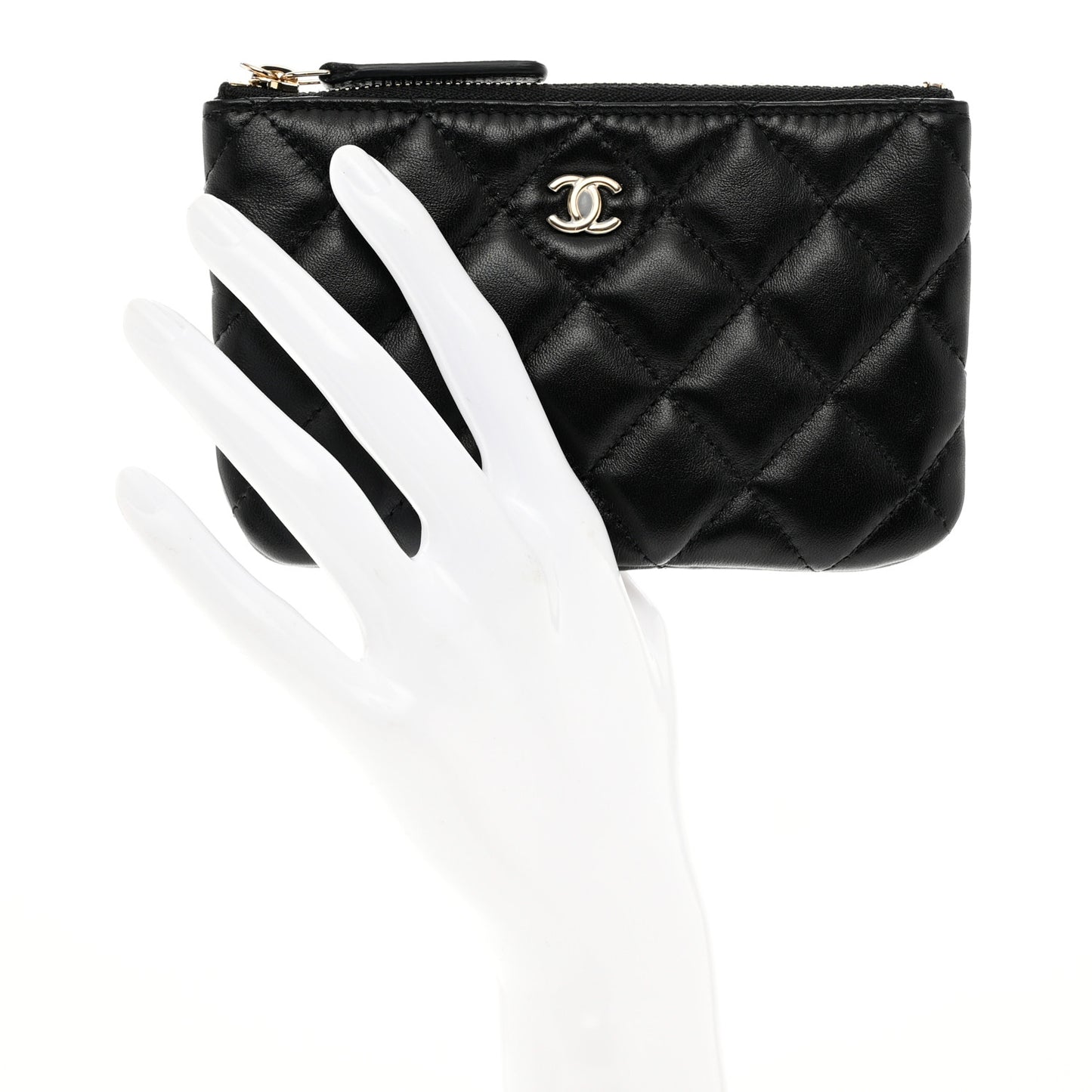 Lambskin Quilted Small No. 5 Cosmetic Case Black