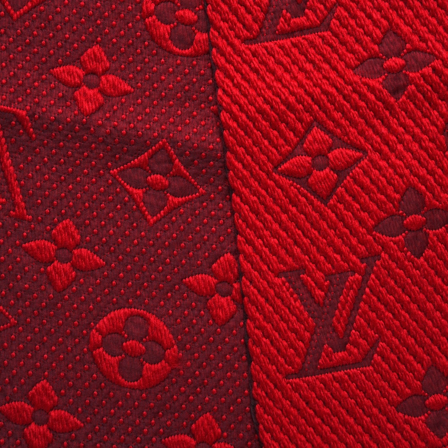 Louis Vuitton Wool Silk Logomania Scarf Rubis 4 of 5