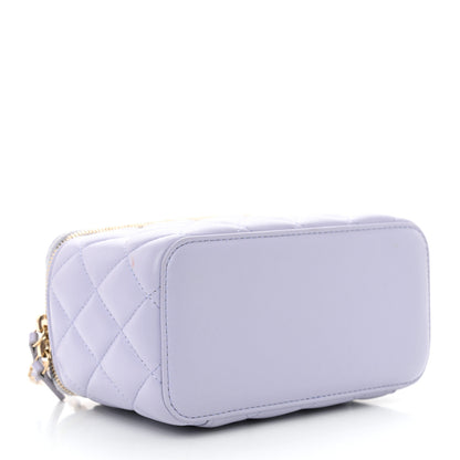 Chanel Lambskin Quilted Small Top Handle Vanity Case With Chain Light Purple 4 of 12