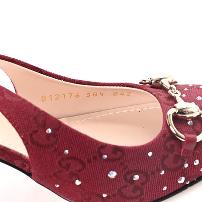 Gucci New Canvas Crystal GG Monogram Horsebit Slingback Pumps 38.5 Rossa Ancora 9 of 10