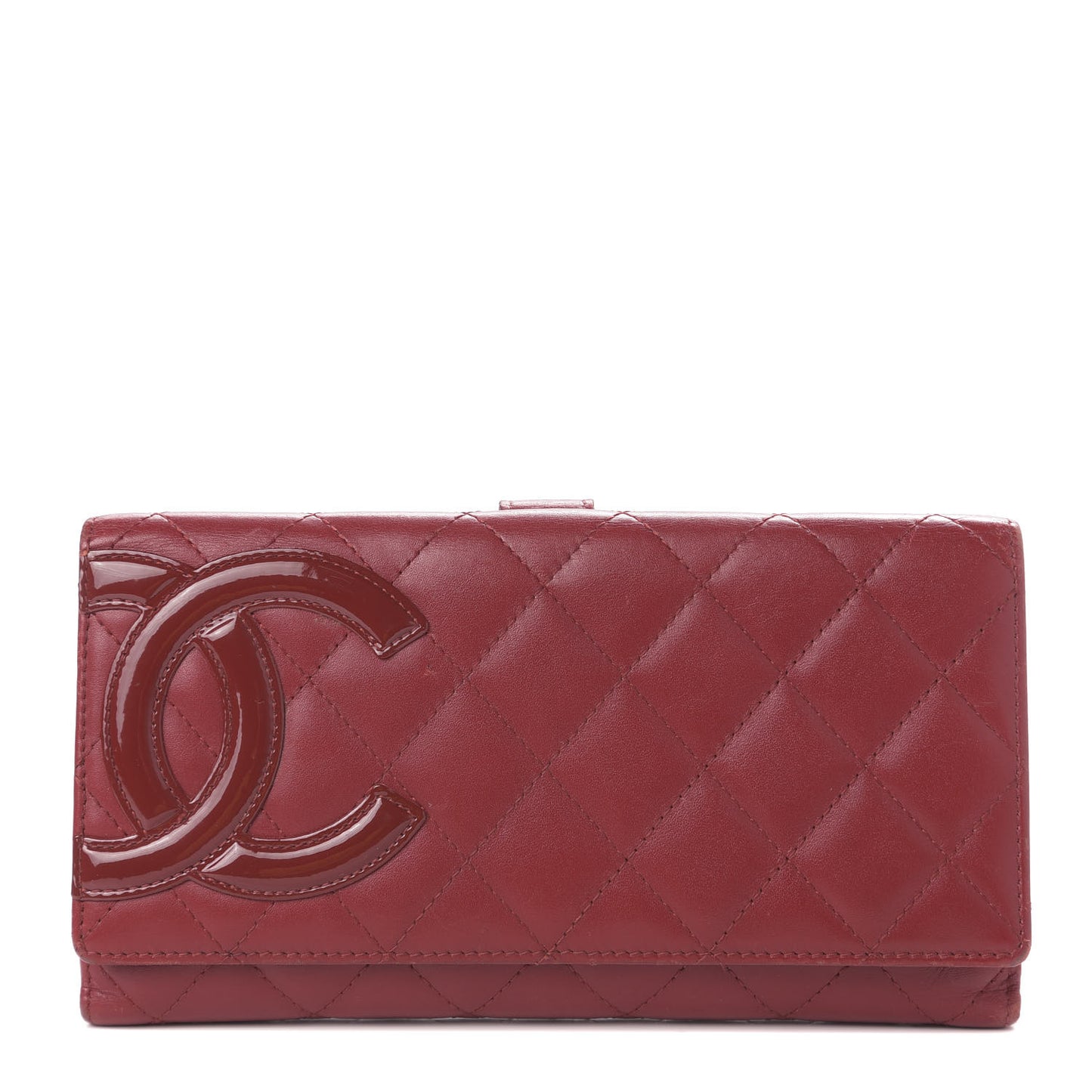 Calfskin Quilted Cambon Long Double Wallet Red