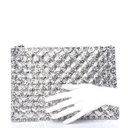 Valentino Garavani Glitter Rockstud Spike Zip Pouch Silver 2 of 6
