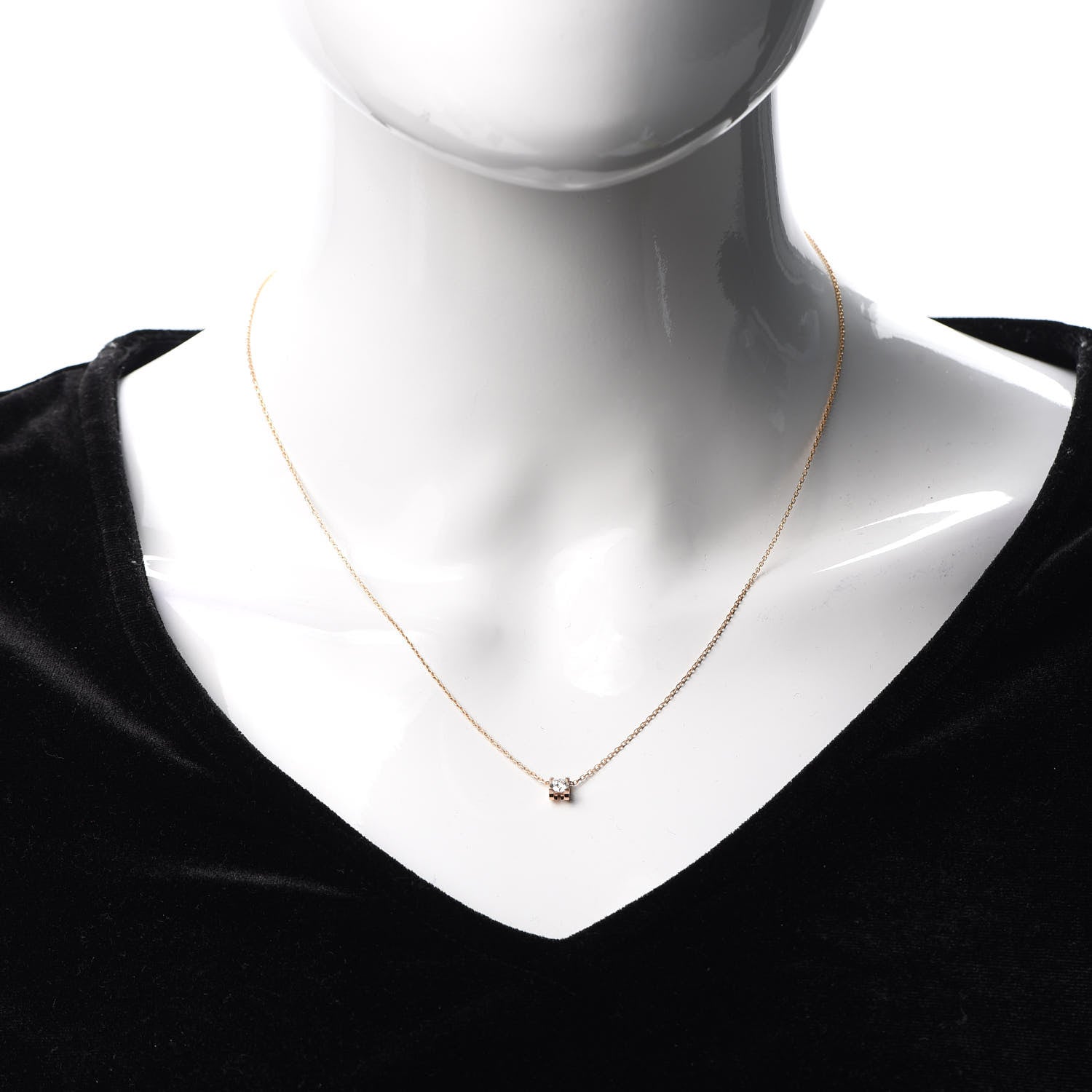Cartier 18K Pink Gold Diamond .21ct C De Pendant Necklace 2 of 6