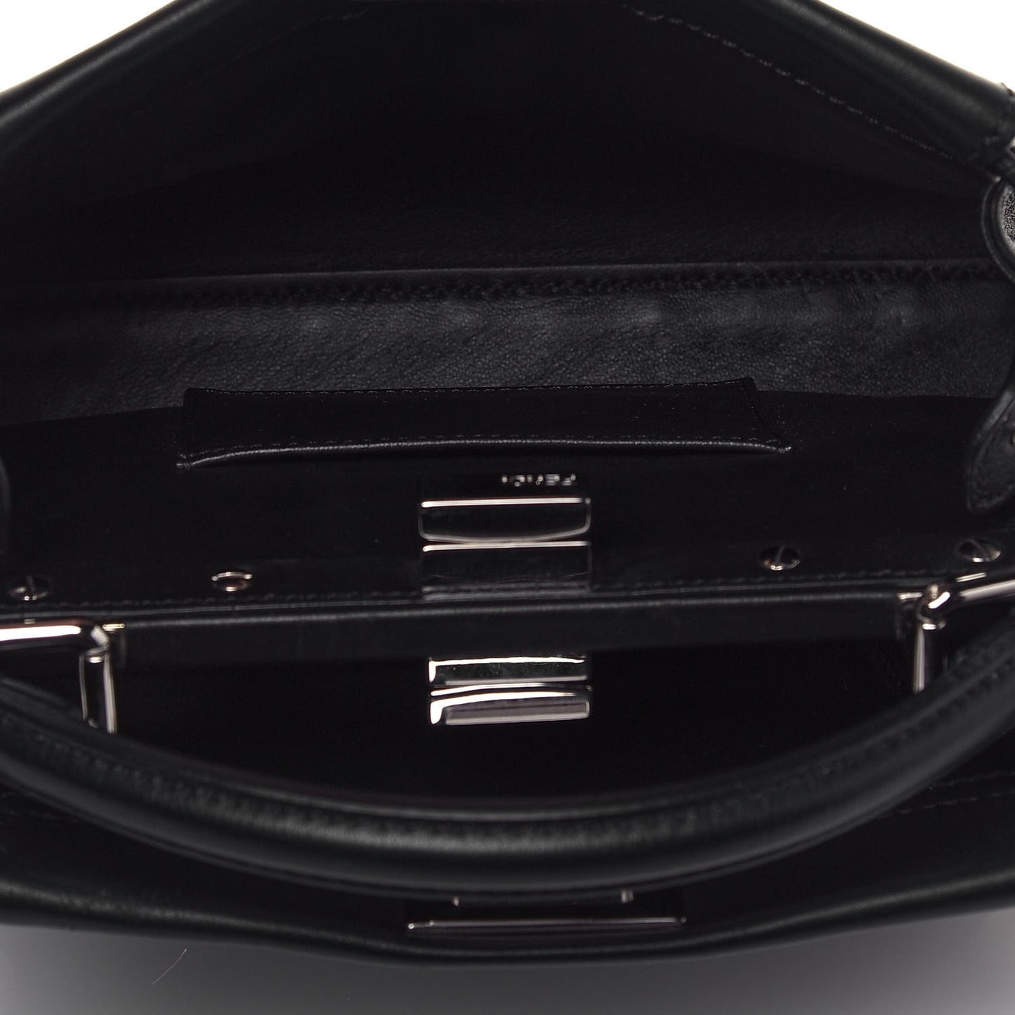 Vitello Seta Shiny Nappa Pearl Scallopped Studded Mini Peekaboo Iconic Satchel Black