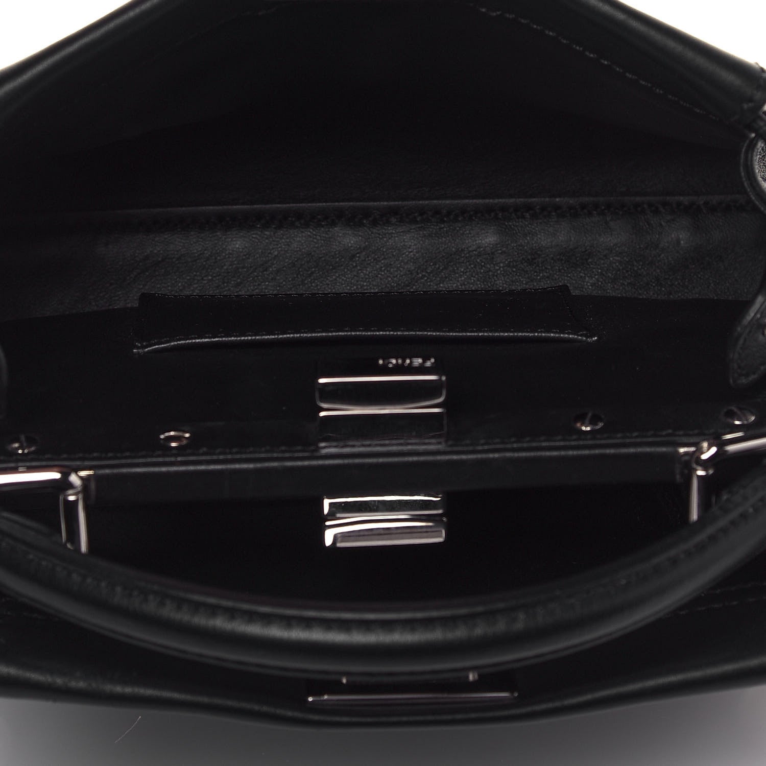 Fendi Vitello Seta Shiny Nappa Pearl Scallopped Studded Mini Peekaboo Iconic Satchel Black 5 of 13