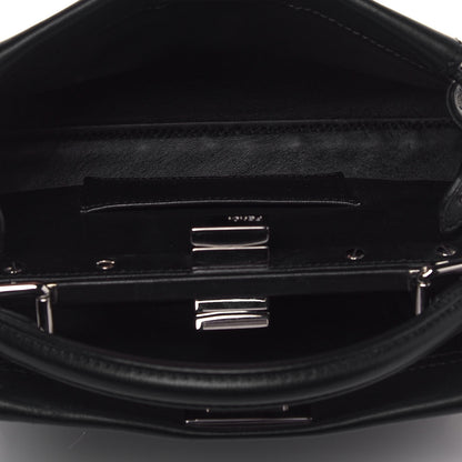 Fendi Vitello Seta Shiny Nappa Pearl Scallopped Studded Mini Peekaboo Iconic Satchel Black 5 of 13
