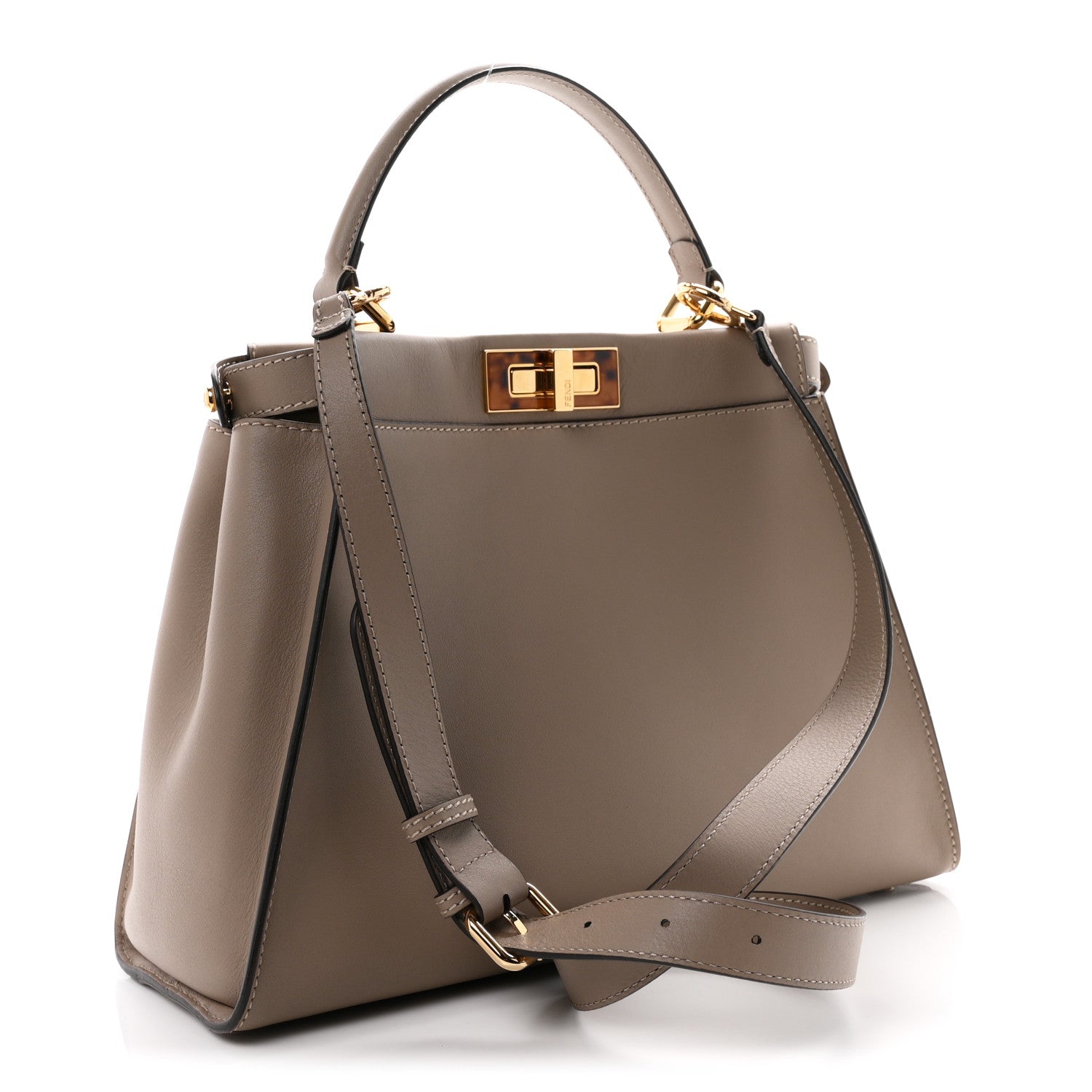 Fendi Vitello Seta Plexiglass Tortoise Medium Peekaboo Iconic Satchel Tortora 3 of 10