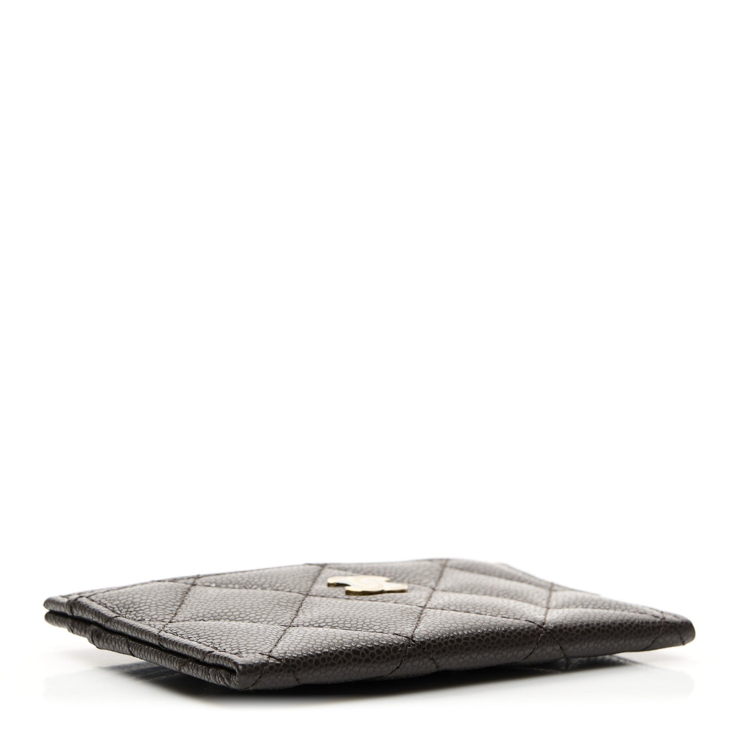 Caviar Quilted Card Holder Dark Brown