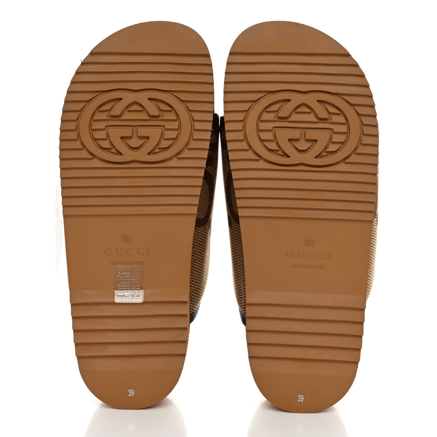 Monogram Jumbo GG Nappa Samoa Platform 40mm Slide Sandals 39 Camel Ebony New Acero