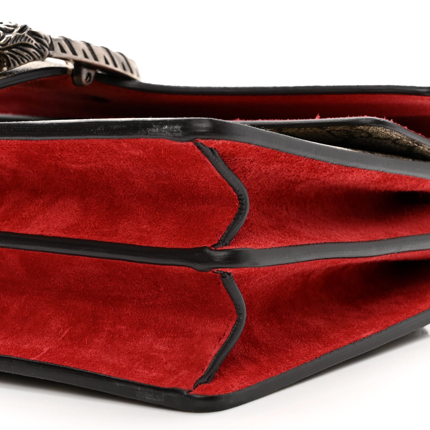 Gucci GG Supreme Monogram Suede Small Dionysus Shoulder Bag Beige Ebony Vulcanic Red 10 of 10