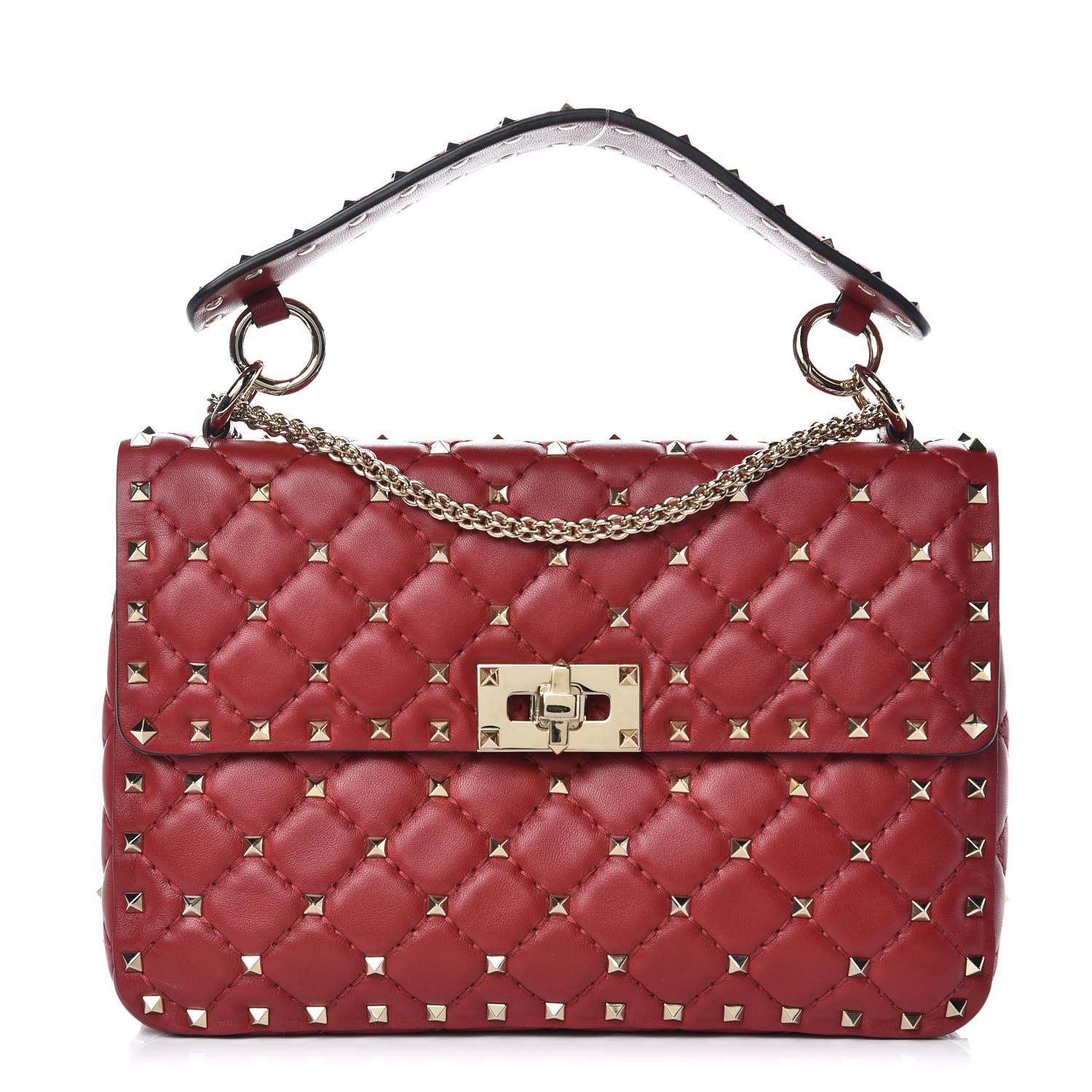 Valentino Garavani Nappa Medium Rockstud Spike Shoulder Bag Rosso Valentino 1 of 8