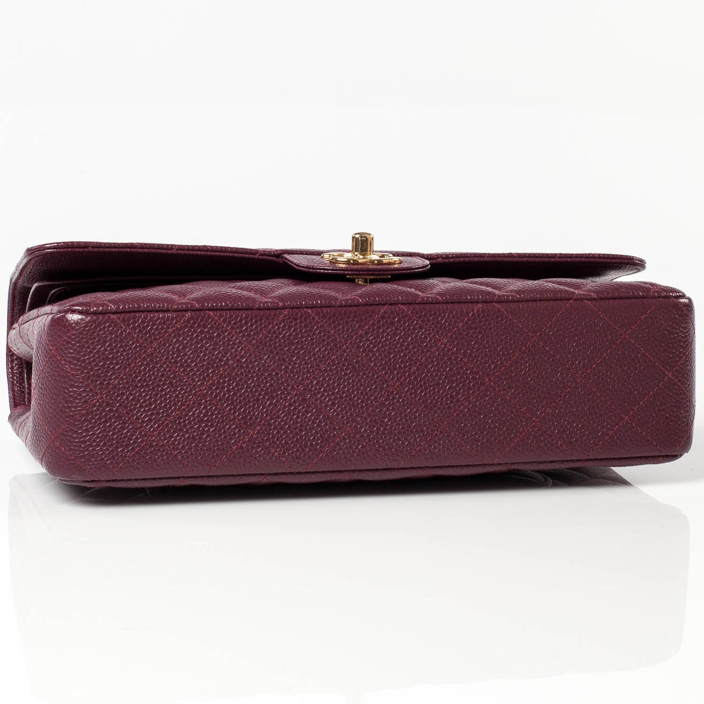 Caviar Medium Double Flap Plum