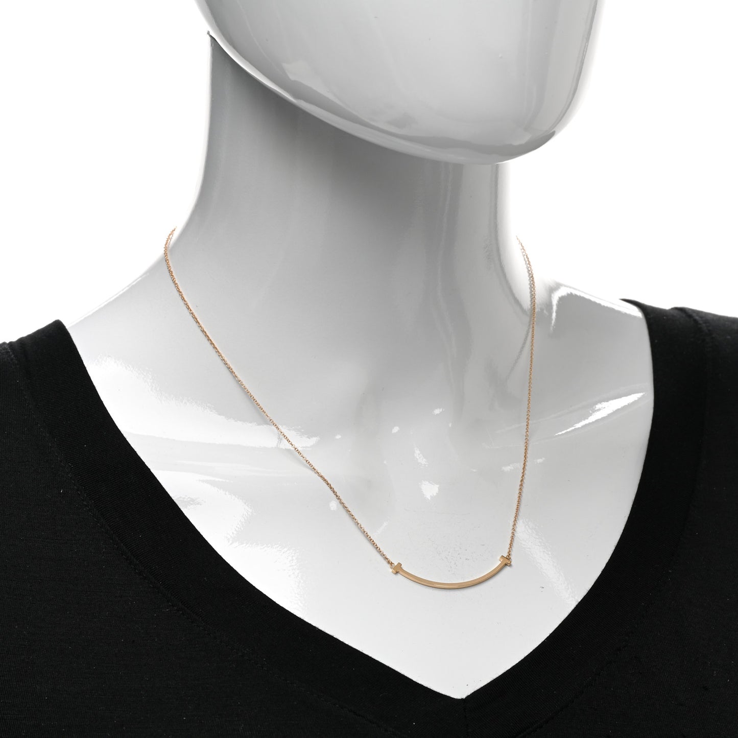 18K Rose Gold Small T Smile Pendant Necklace