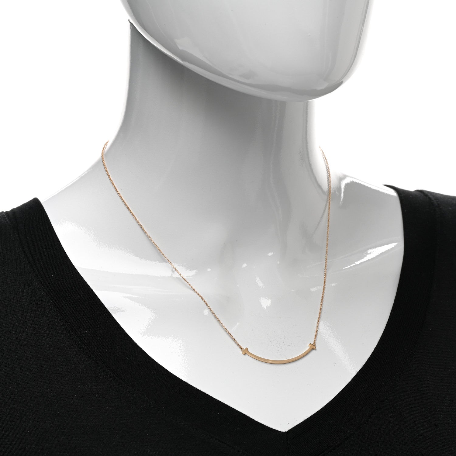 Tiffany 18K Rose Gold Small T Smile Pendant Necklace 2 of 4