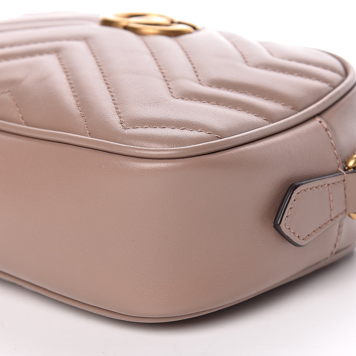 Calfskin Matelasse Mini GG Marmont Chain Shoulder Bag Nude