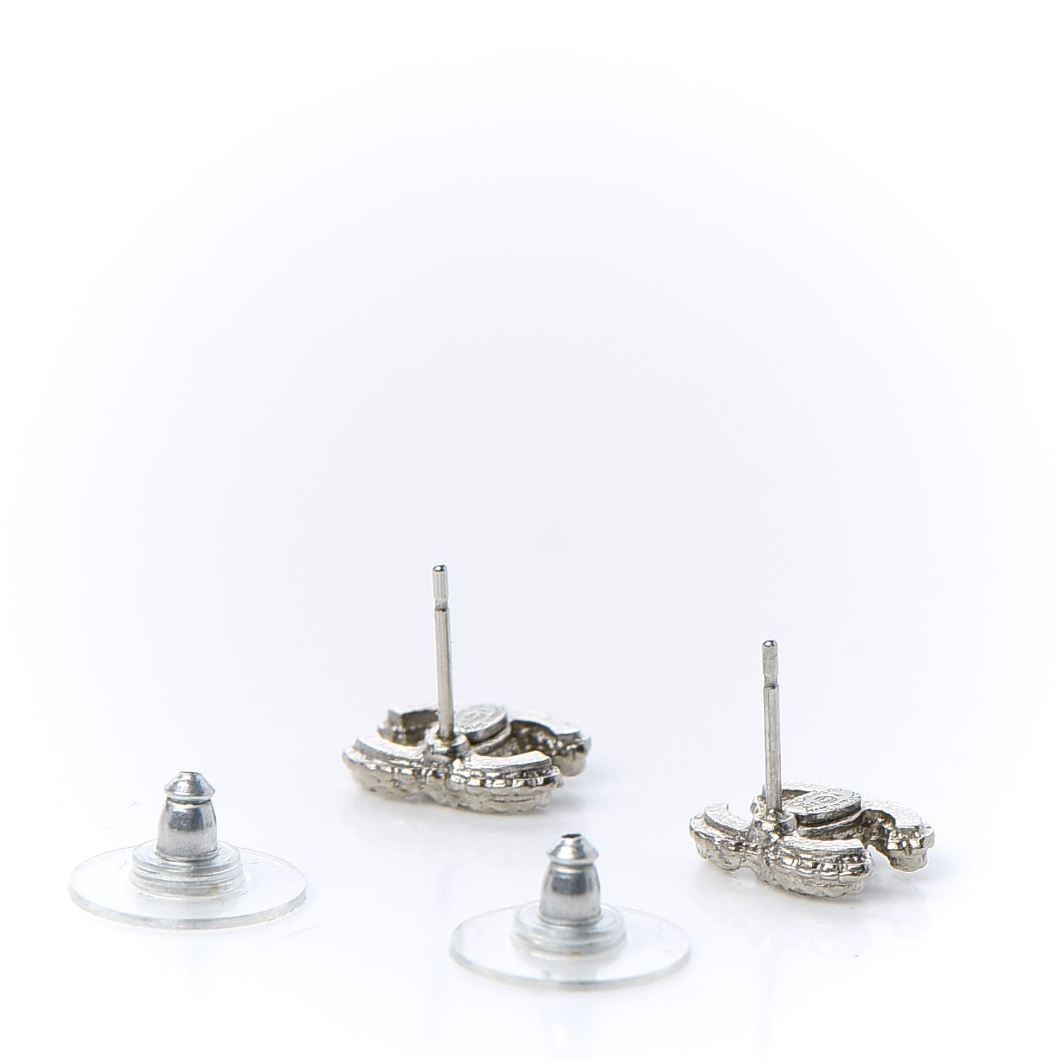 Chanel Crystal Mini Timeless CC Earrings Silver 3 of 5
